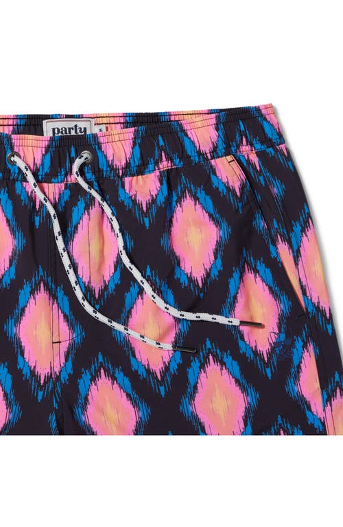 Party Pants Billy Ikat Sport Swim Trunks In Black