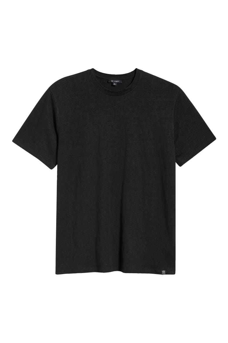 Bryce Crewneck Stretch Linen T-Shirt, Alternate, color, TRUE BLACK