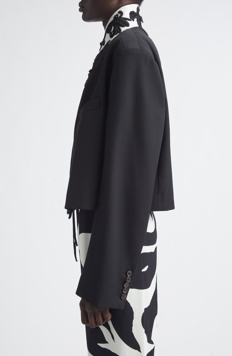 Dries Van Noten Bosea Crop Embroidered Wool Gabardine Jacket, Alternate, color, Black