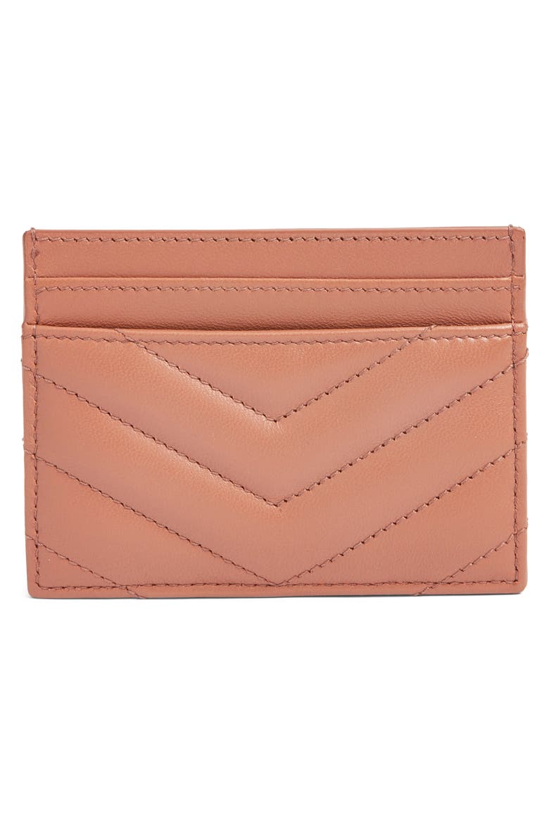 Cassandra Matelassé Leather Card Case, Alternate, color, BARELY PINK