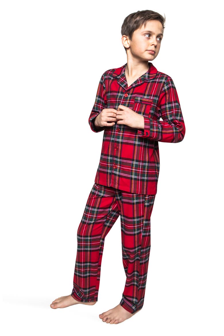 Kids' Imperial Tartan Plaid Flannel Two Piece Pajamas, Alternate, color, RED