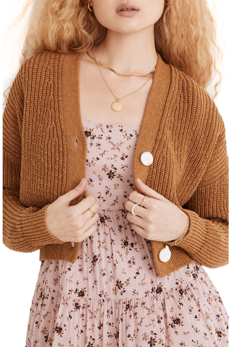 Greywood Crop Cardigan Sweater, Main, color, TOFFEE