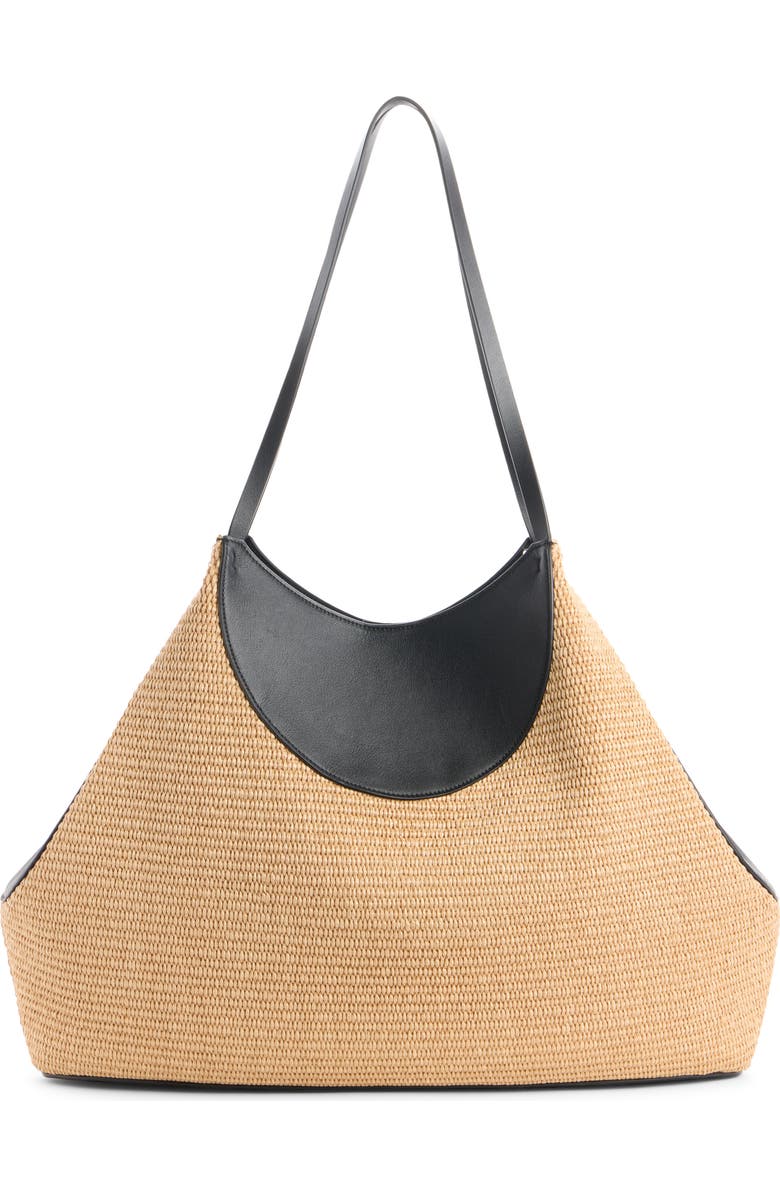 Givenchy Medium Facet Straw & Leather Tote, Alternate, color, Natural