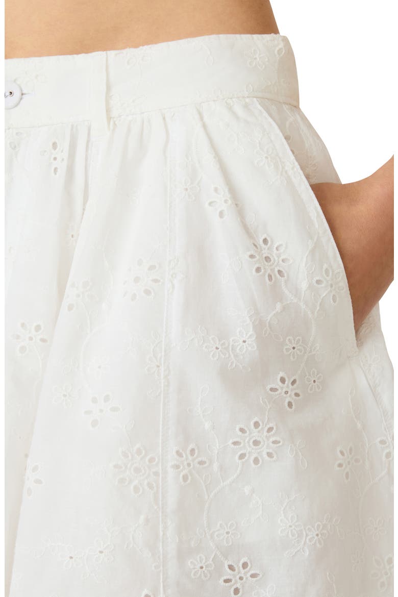 Vanny Floral Eyelet Cotton Miniskirt, Alternate, color, WHITE