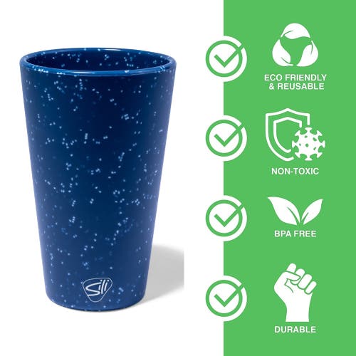 Silipint Silicone Pint Glasses 2 Pack Speckled Blue 16oz Unbreakable Cups