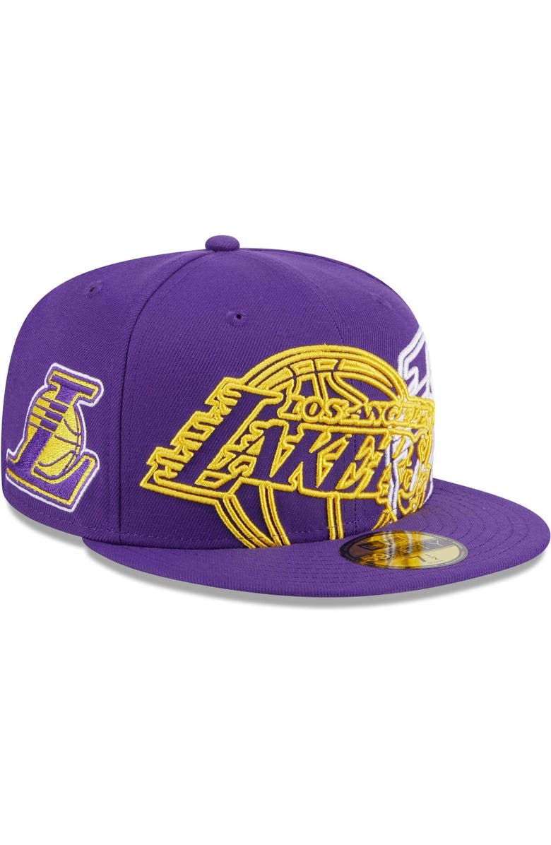 New Era Men's New Era  Purple Los Angeles Lakers Game Day Hollow Logo Mashup 59FIFTY Fitted Hat, Alternate, color, Purple