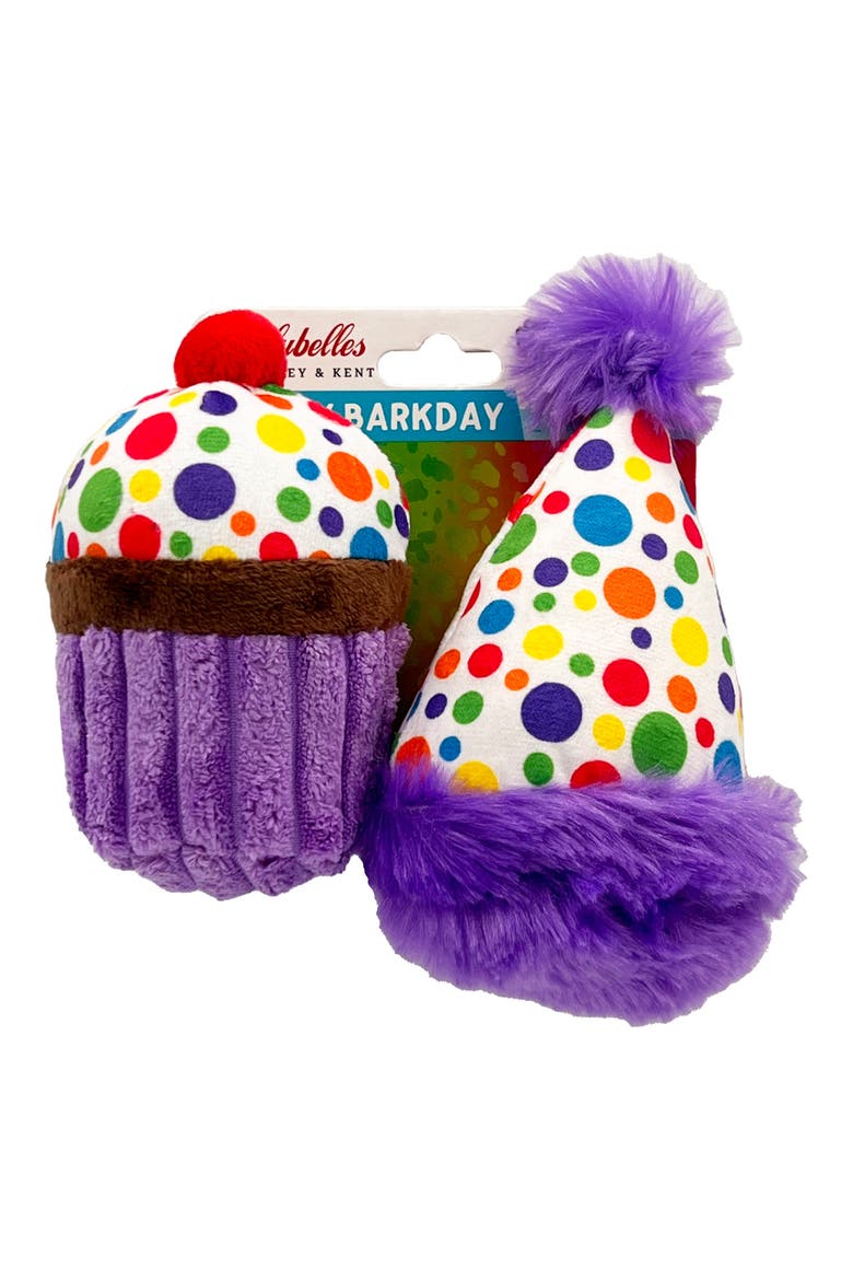 It's My Barkday 2-Piece Tiny Tuff Dog Toy Set, Main, color, PURPLE