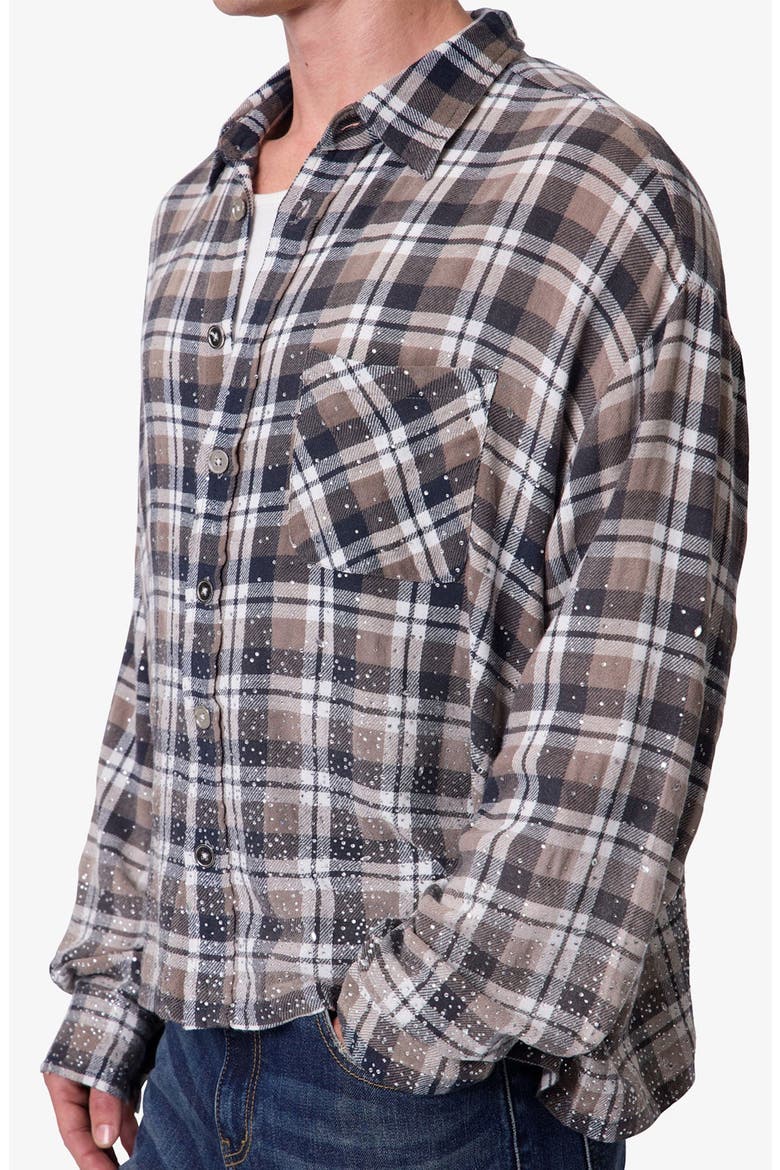 Rhinestone Flannel Shirt, Alternate, color, BROWN