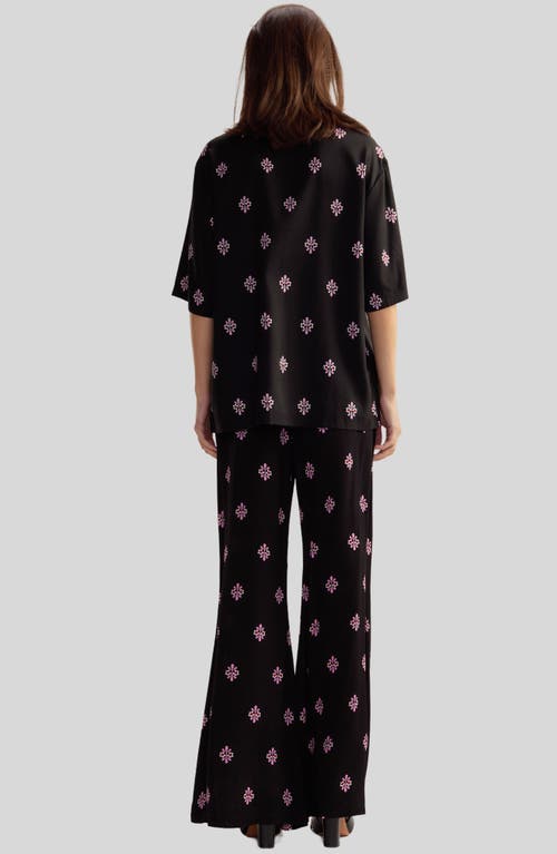 Cynthia Rowley Blake Flared Pants In Black Multi