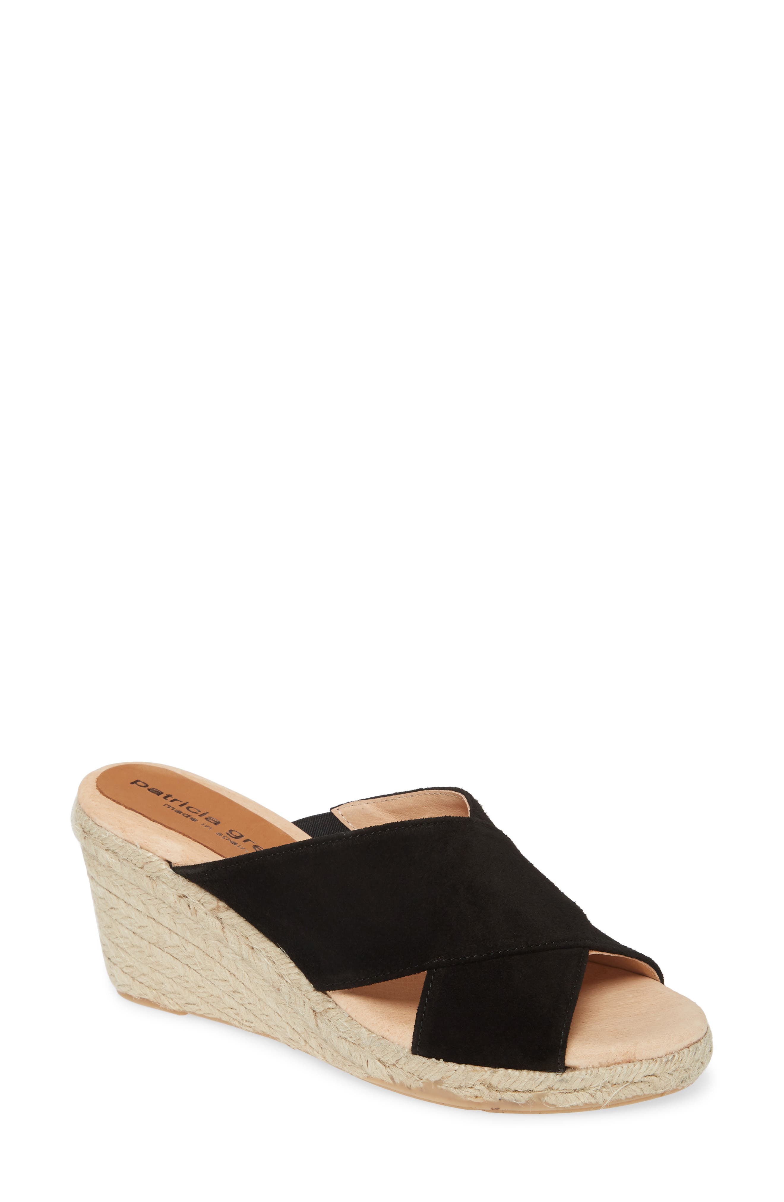 Annabelle Espadrille Wedge Slide Sandal, Main, color, BLACK SUEDE