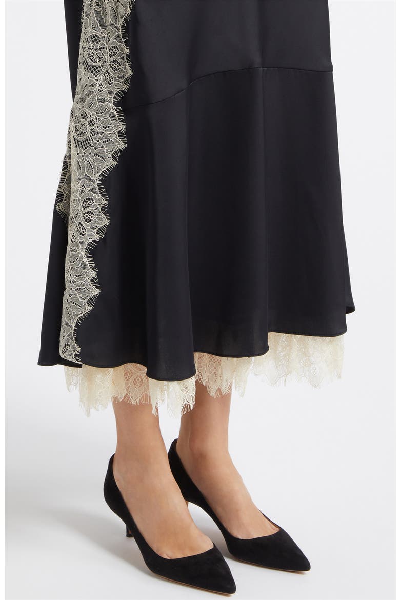 Esme Satin Liore Skirt, Alternate, color, BLACK/ GARDENIA