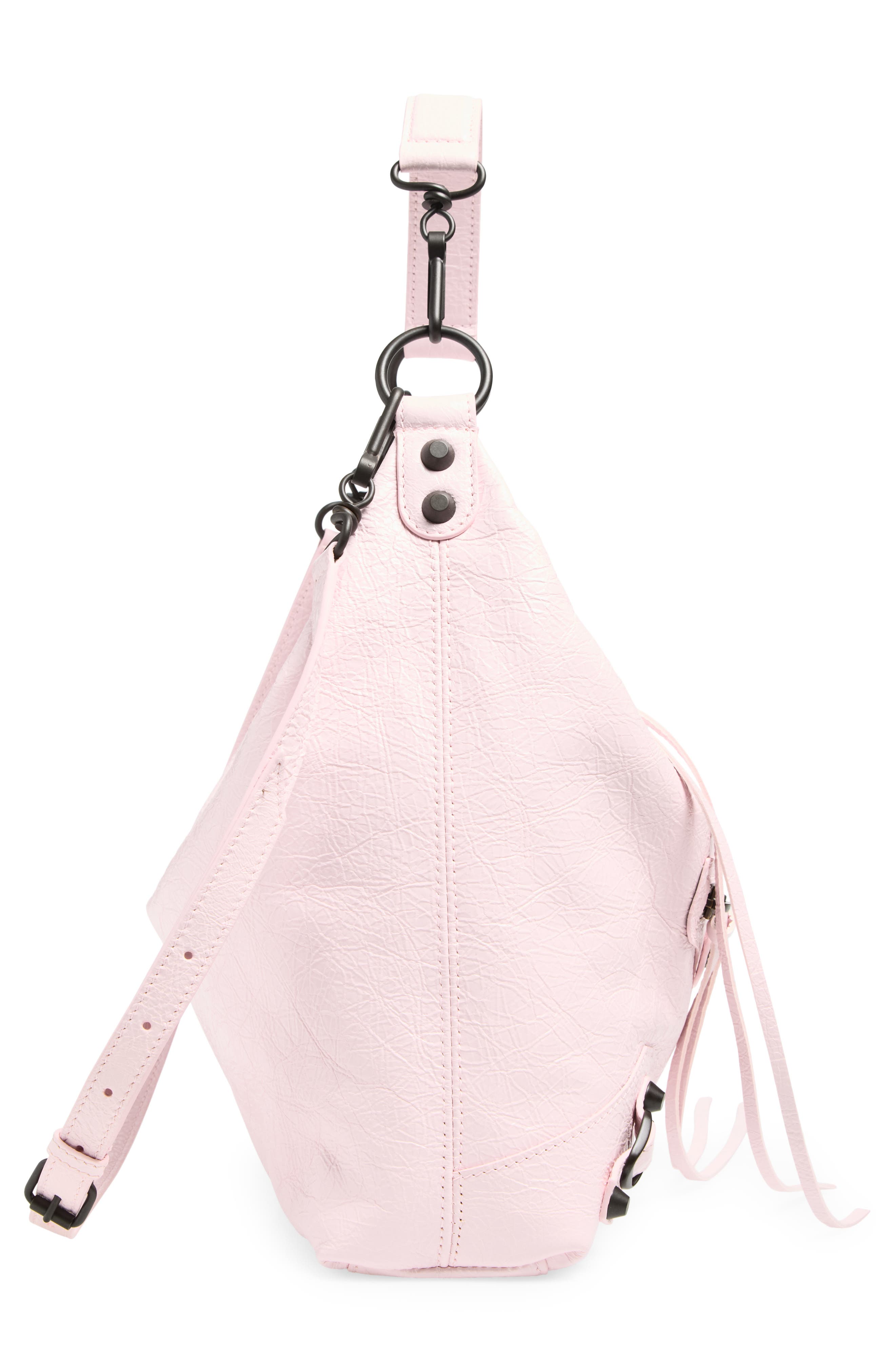 Balenciaga Small Le City Crinkle Leather Hobo Bag, Alternate, color, 5723 Petal Pink