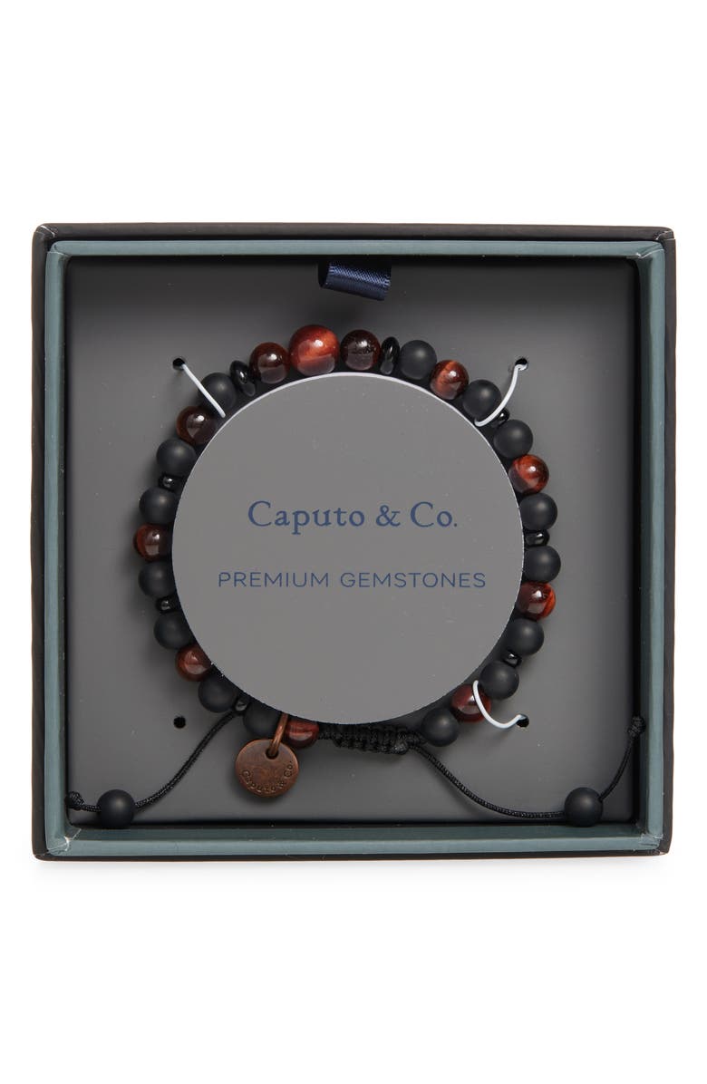 Caputo & Co. Men's Guardian Semiprecious Stone Bracelet, Main, color, Red Tiger Eye