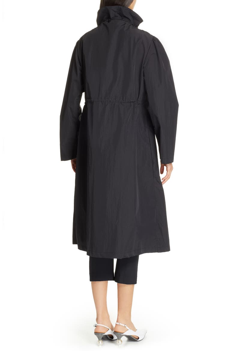 Ruffle Collar Raincoat, Alternate, color, BLACK
