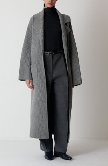 TOTEME Wool Blend Rib Cardigan Coat | Nordstrom