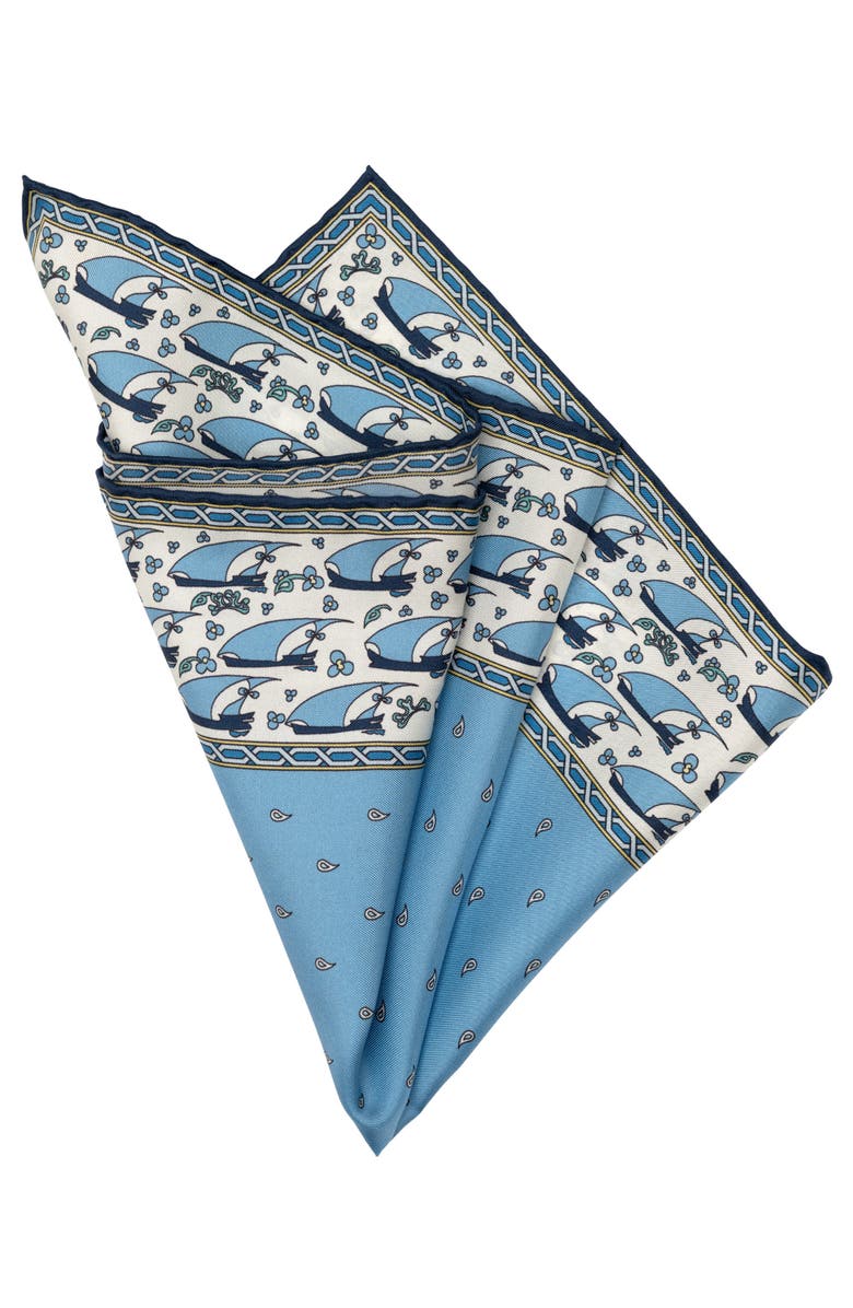 Elizabetta Ostia - Silk Pocket Square for Men, Alternate, color, Light Blue