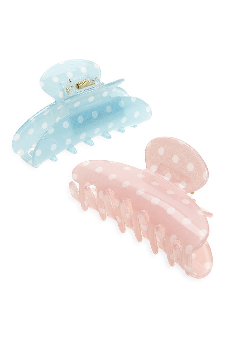 Assorted 2-Pack Polka Dot Claw Clips, Main, color, PINK/BLUE