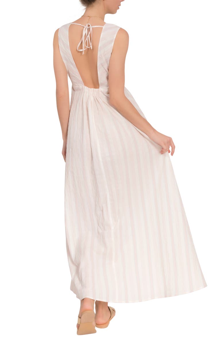 Everyday Ritual Amelia Stripe Cotton Nightgown, Alternate, color, Stawberry Stripe