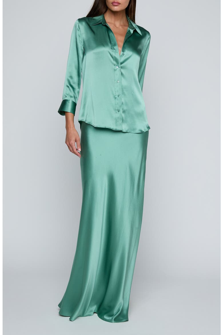 Dani Silk Charmeuse Blouse, Alternate, color, MALACHITE GREEN