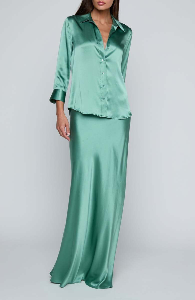 L'AGENCE Dani Silk Charmeuse Blouse, Alternate, color, Malachite Green