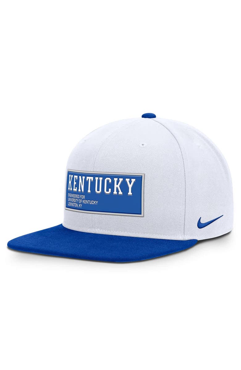 Nike Men's Nike White/Royal Kentucky Wildcats 2025 On-Field Patch Pro Dri-FIT Snapback Hat, Main, color, White