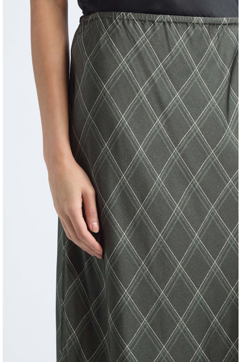 Diamond Plaid Satin Skirt, Alternate, color, DARK MOSS/ SAGE