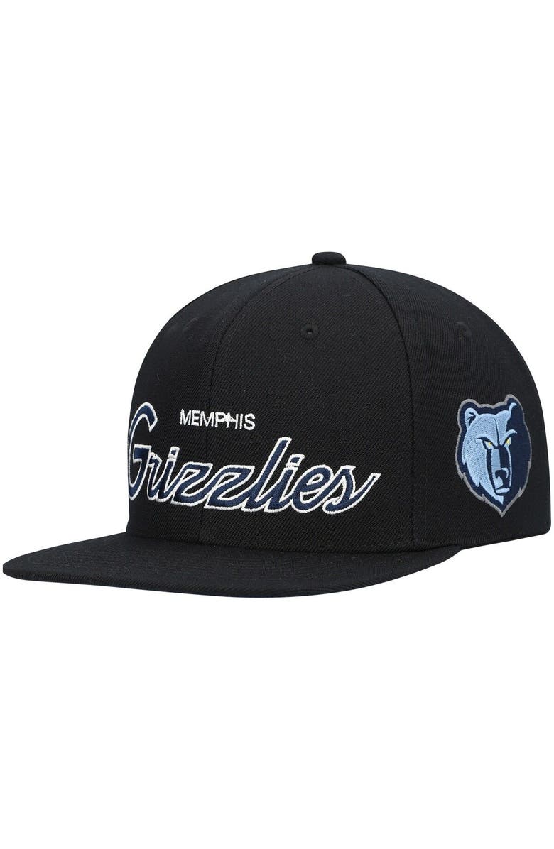 Mitchell & Ness Men's Mitchell & Ness Black Memphis Grizzlies Hardwood Classics Script 2.0 Snapback Hat, Main, color, Black