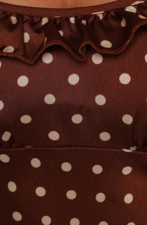 Petal And Pup Petal & Pup Dara Polka Dot Satin Maxi Dress In Brown