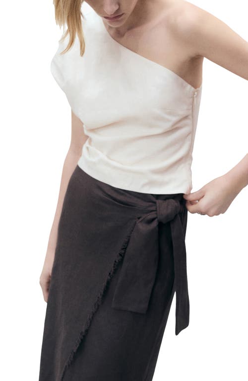 Mango Bari One-shoulder Linen Blend Top In Off White