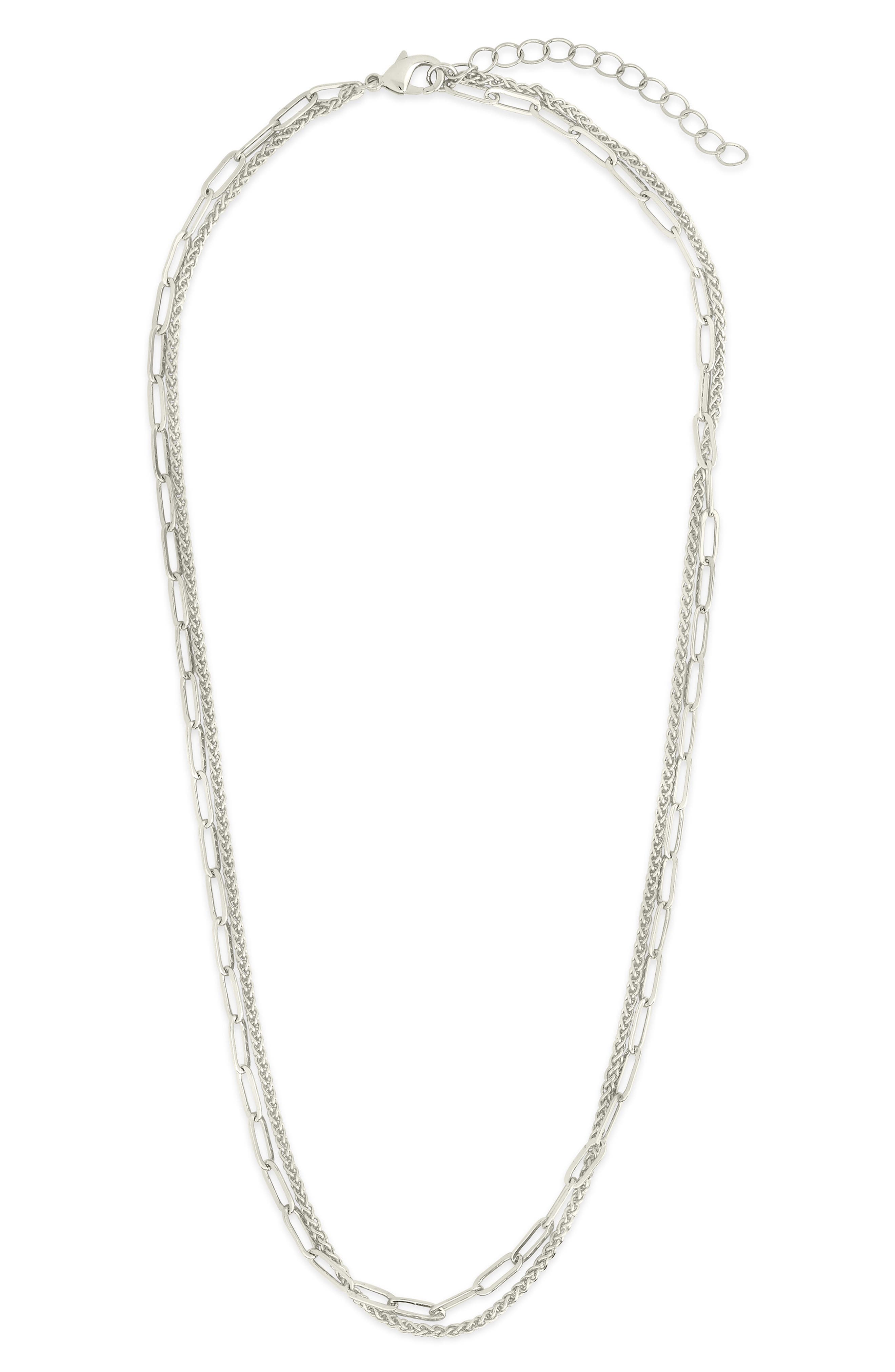 Sterling Forever Emery Textured Chain Necklace
