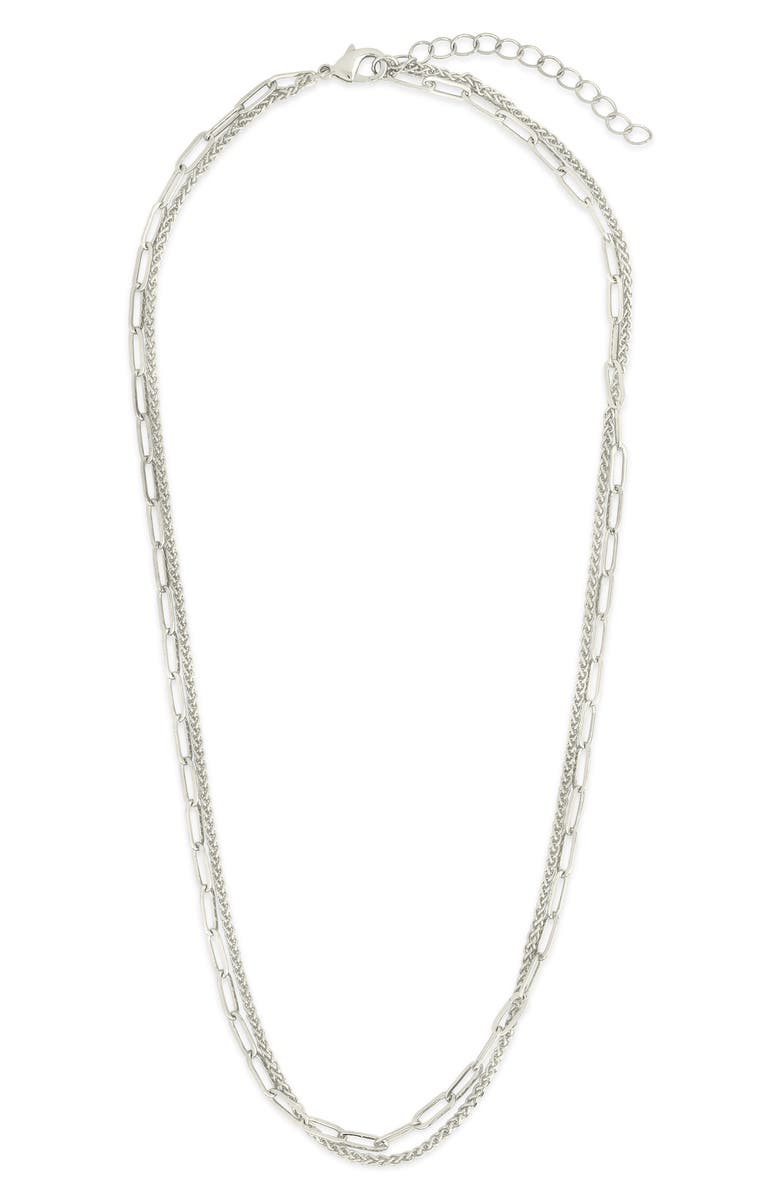 Sterling Forever Emery Textured Chain Necklace, Main, color, Silver