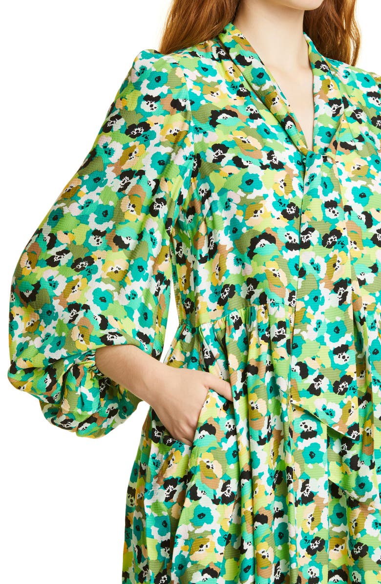 Ted Baker London Ilva Tie Neck Long Sleeve Cotton Minidress, Alternate, color, 