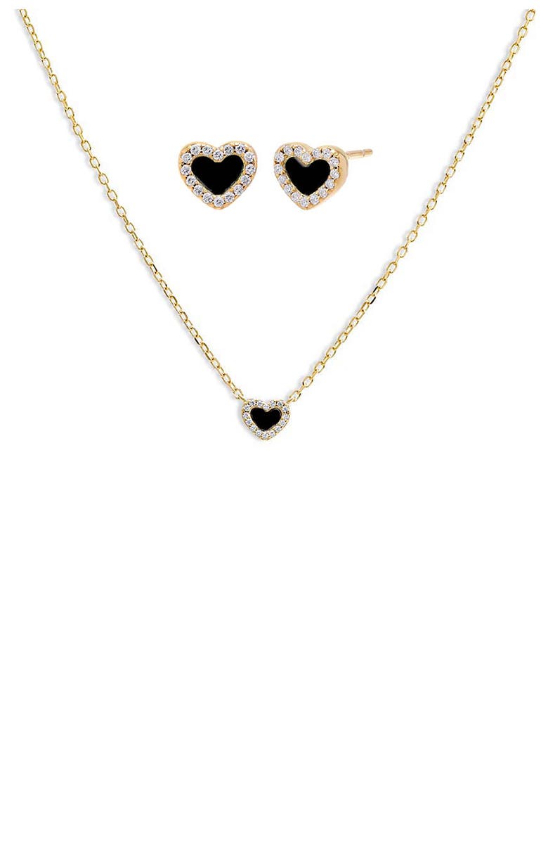 BY ADINA EDEN Tiny Pavé Heart Pendant Necklace & Stud Earrings Set, Main, color, 
