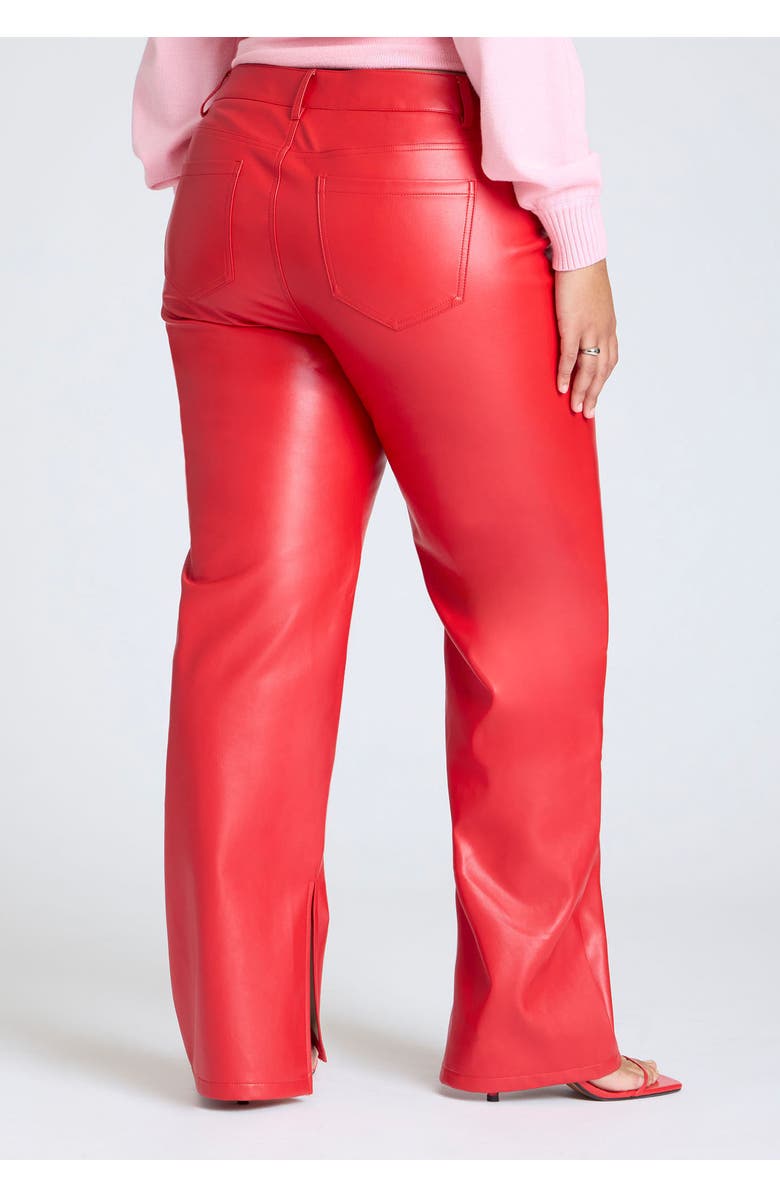 ELOQUII Slit Hem Faux Leather Pant, Alternate, color, Barbados Cherry