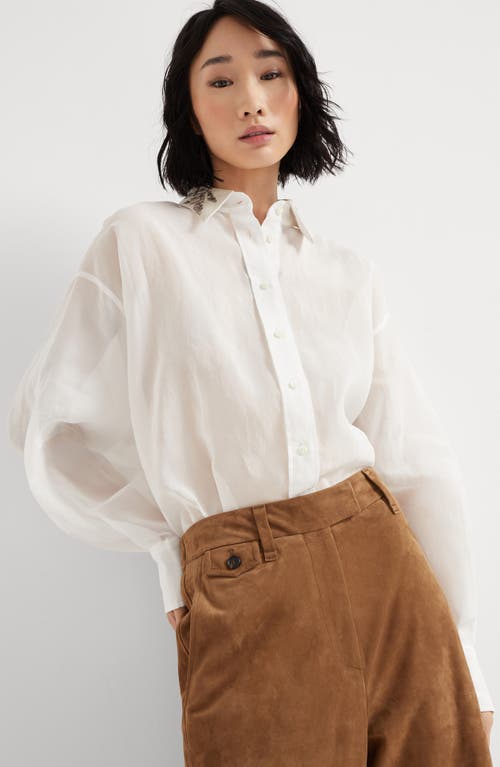 Brunello Cucinelli Women Organza Cotton Shirt With Embroidery In White