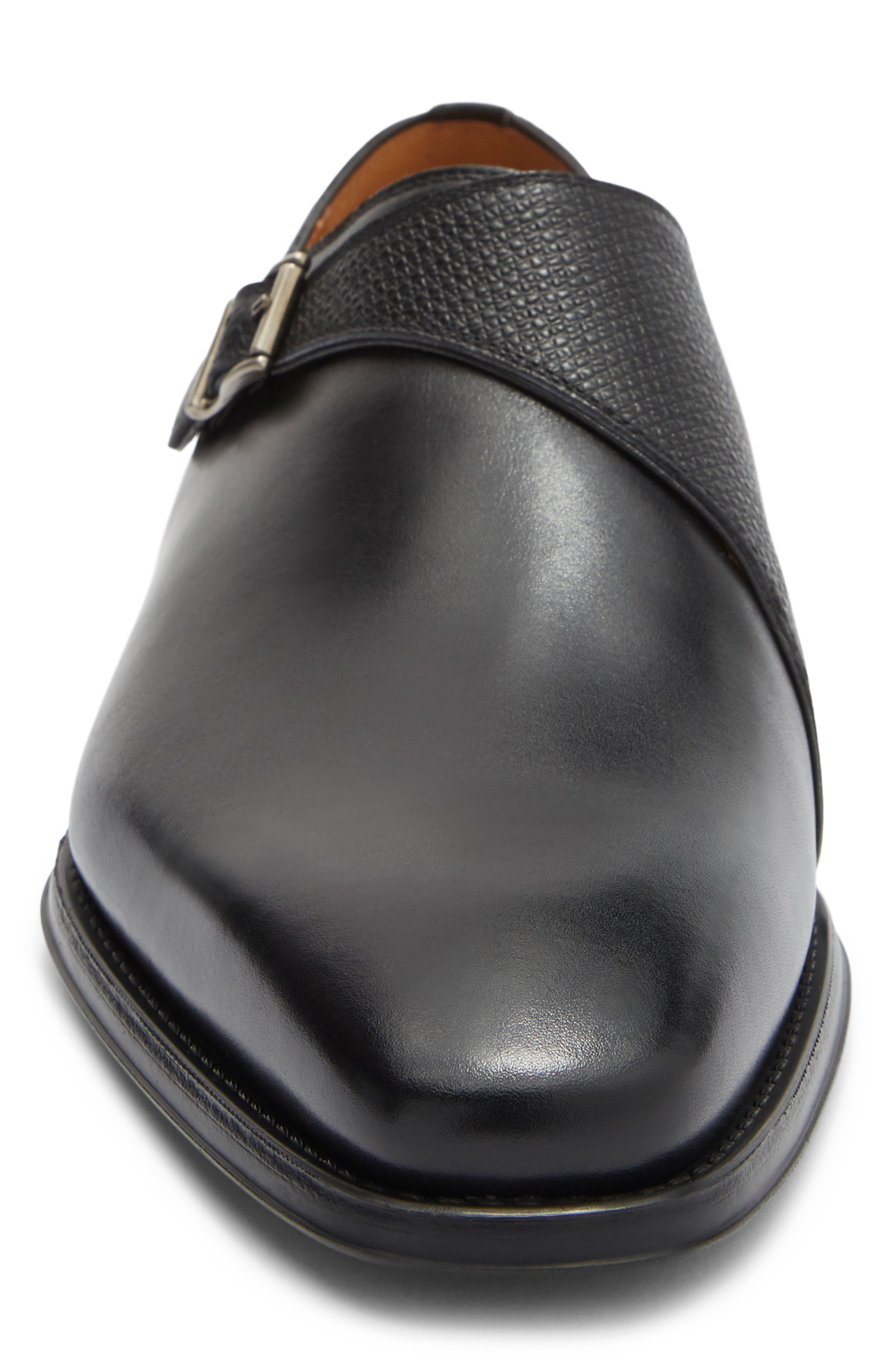 Magnanni Aneto II Monk Strap Shoe, Alternate, color, Black / Black