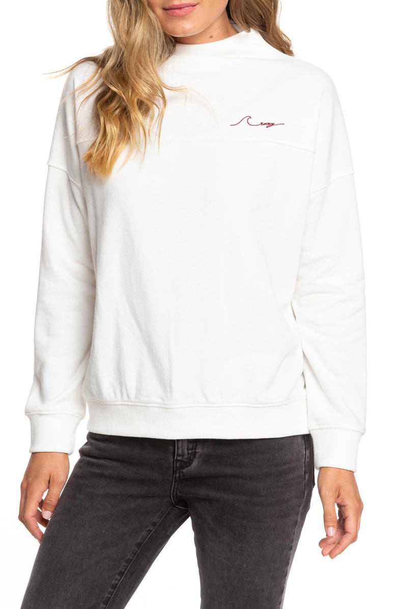 Roxy Mind Surf Funnel Neck Cotton Sweatshirt, Main, color, 
