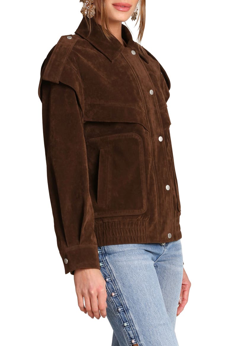 Faux Suede Bomber Jacket, Alternate, color, BRUNETTE