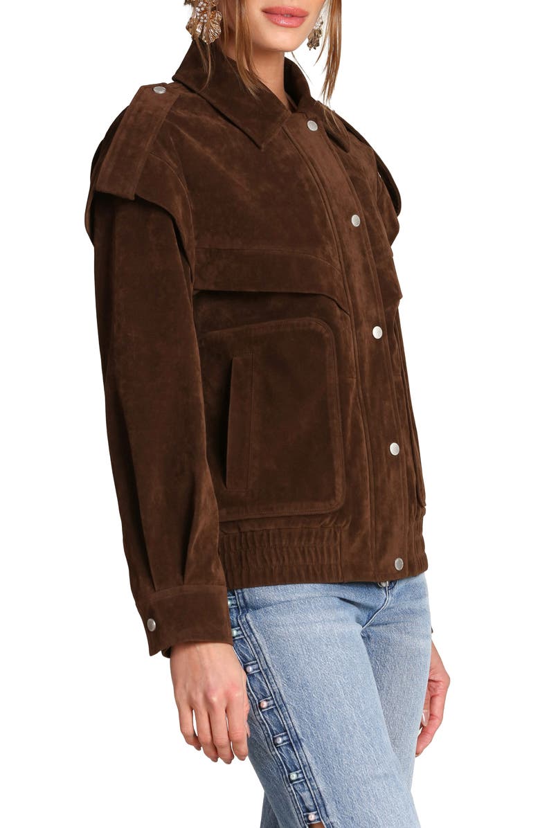Avec Les Filles Faux Suede Bomber Jacket, Alternate, color, Brunette