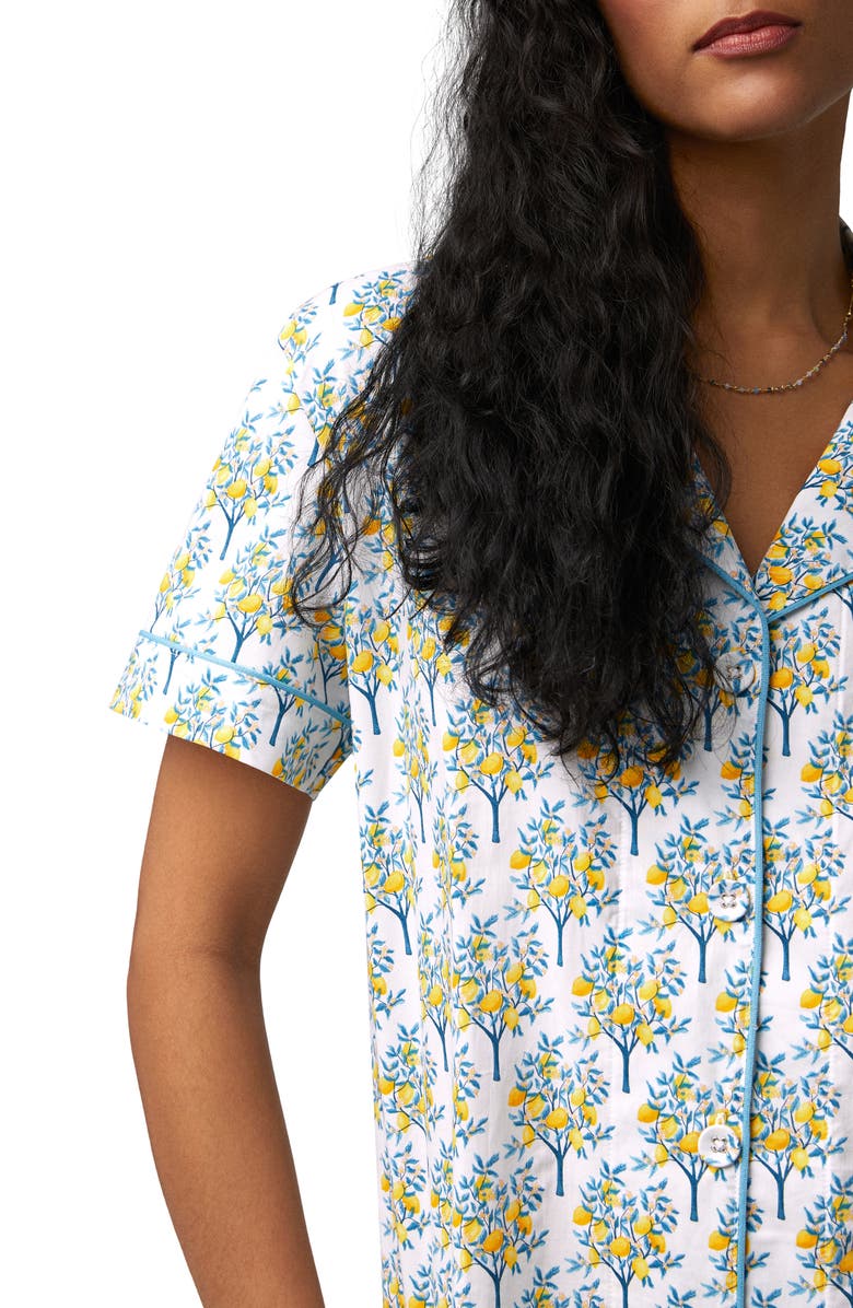 BedHead Pajamas Print Crop Organic Cotton Pajamas, Alternate, color, Lemon Trees