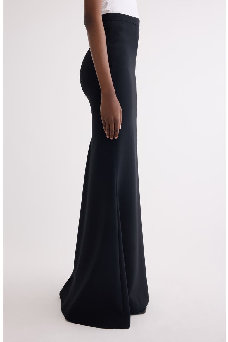 Long Kick Back Stretch Trumpet Skirt, Alternate, color, BLACK