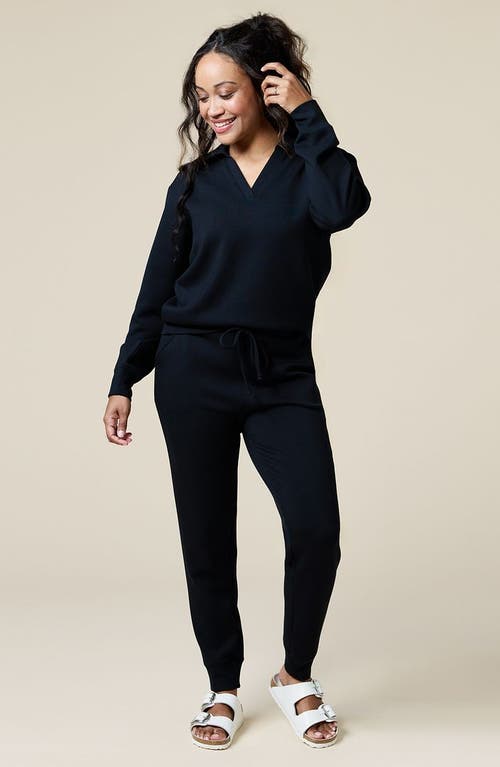 Softies Athleisure Dreamtech Johnny Collar Jogger Set In Black