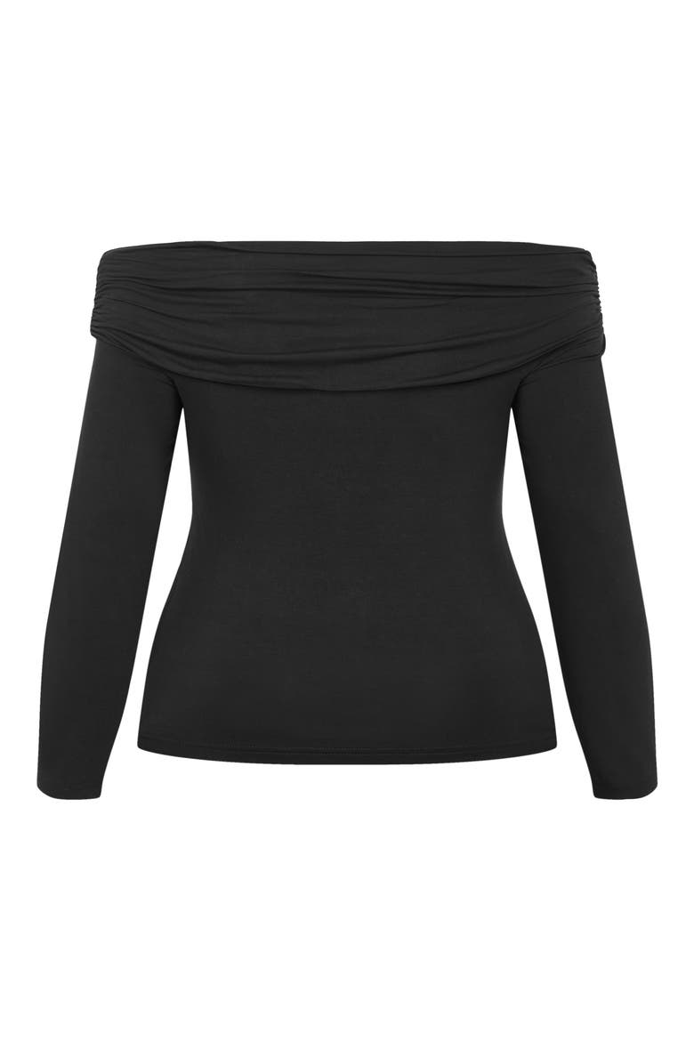 Ruched Off the Shoulder Top, Alternate, color, BLACK