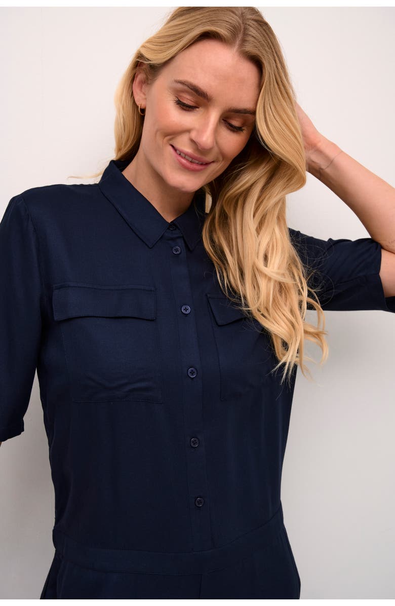 Kaffe Ruthie Cropped Leg Button Jumpsuit, Alternate, color, Midnight Marine