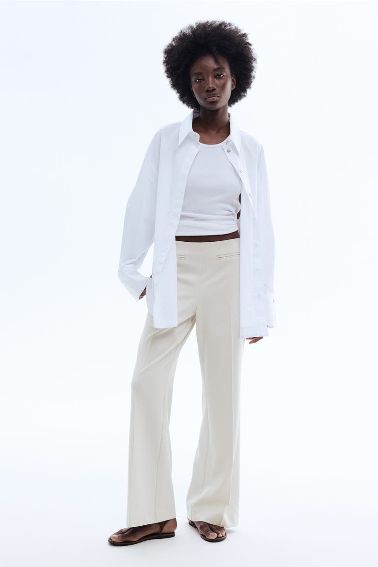 Bootcut Twill Trousers, Alternate, color, Light beige
