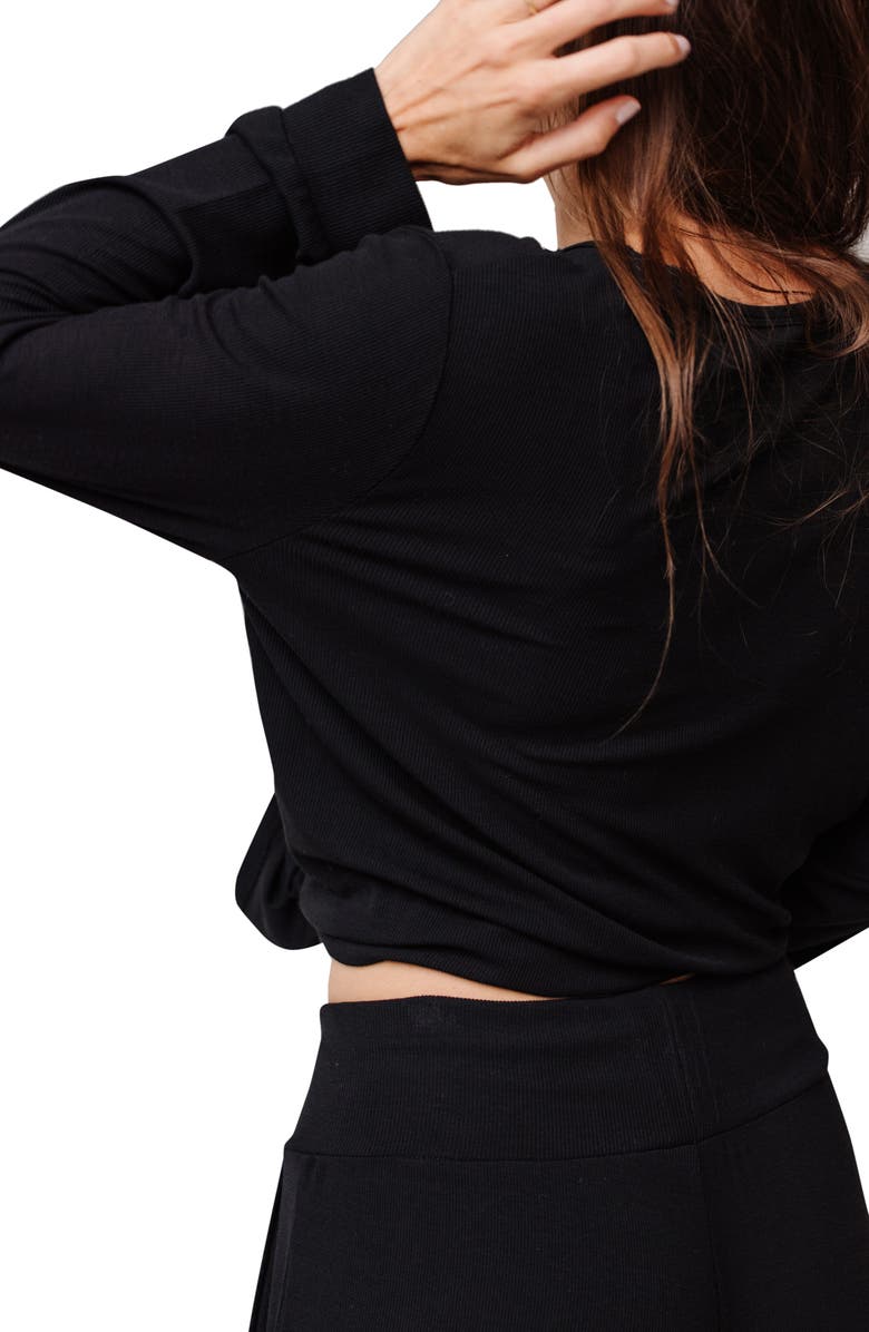 Cozy Earth Rib Long Sleeve Knit Pajama Top, Alternate, color,