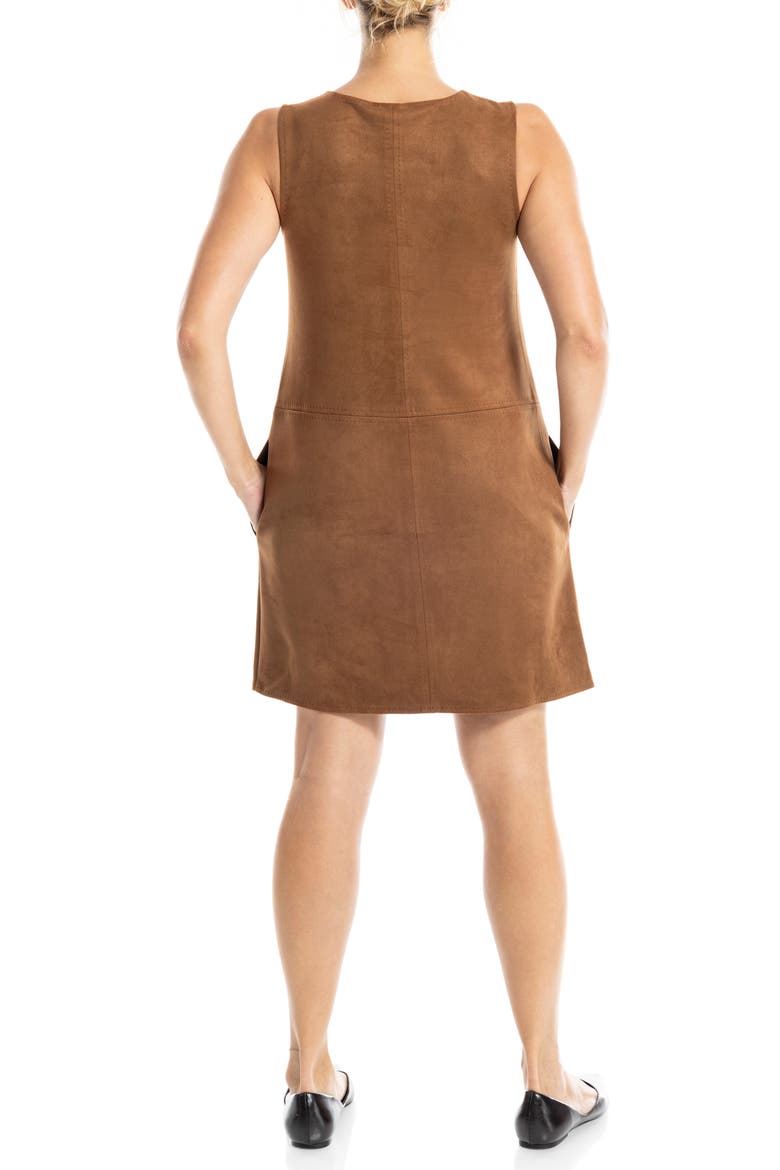 Sleeveless Faux Suede Dress, Alternate, color, SADDLE-SADDLE