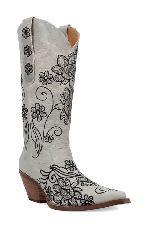 Swing Floral Embroidery Western Boot (Women) (Narrow Calf)