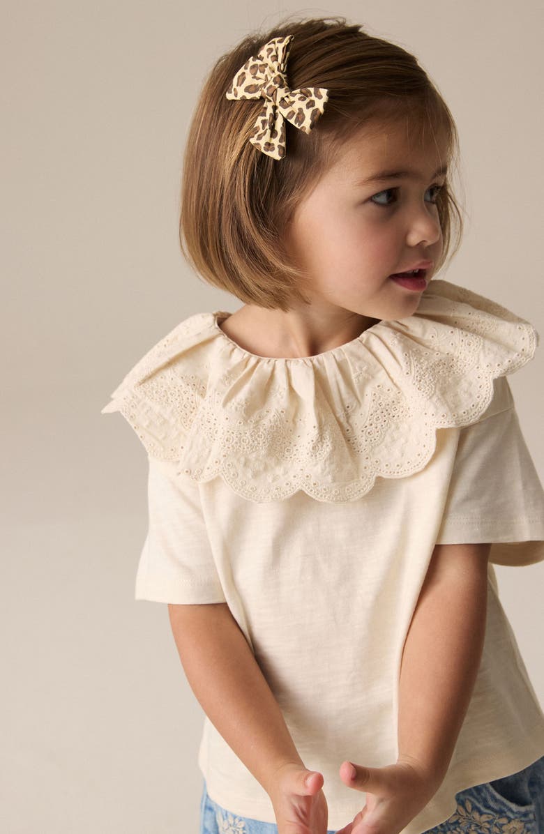 NEXT Kids' Eyelet Collar Cotton T-Shirt, Alternate, color, Cream