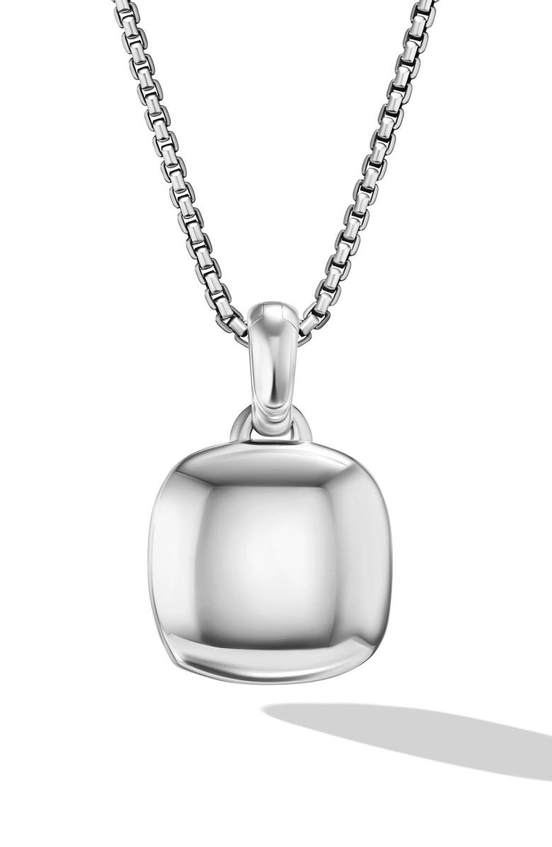 David Yurman Sculpted Cable Sterling Silver Square Locket, 14.5mm, Alternate, color, Sterling Silver